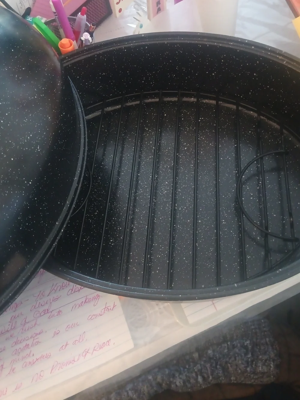 Black Speckled Roaster with Lid - Home Dining